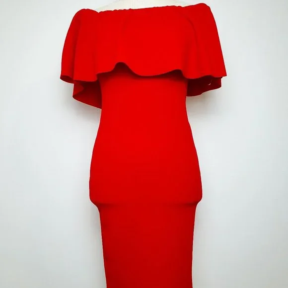 almost famous red dress Almost Famous Womens Size Medium Red Dress Long Sleeve Knee Length #S169